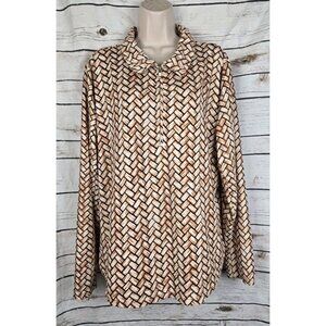 San Soleil Woven Print Shirt 1/4 Zip XL Women Pullover UPF 50+ Sun Protection